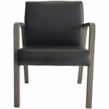 Lorell Solid Wood Frame Guest Chair w/Armrest, Black, Weathered Charcoal, Bonded Leather (LLR40213) Each