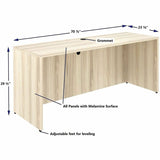 Lorell Essentials Credenza Shell, 1" Thickness Table Top, 29.5" Height x 70.9" Width x 23.6" Depth, Silver Brush, Modern Elm (LLR66311) Each