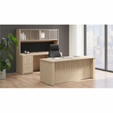 Lorell Essentials Credenza Shell, 1" Thickness Table Top, 29.5" Height x 70.9" Width x 23.6" Depth, Silver Brush, Modern Elm (LLR66311) Each