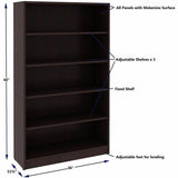 Lorell Essentials Espresso Laminate Bookcase, 36" Width x 12" Depth x 60" Height, Espresso (LLR18250) Each