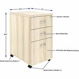 Lorell Essentials 3-Drawer Mobile Pedestal, 28.3" Height x 16" Width x 22" Depth, Modern Elm (LLR66328) Each