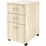 Lorell Essentials 3-Drawer Mobile Pedestal, 28.3" Height x 16" Width x 22" Depth, Modern Elm (LLR66328) Each