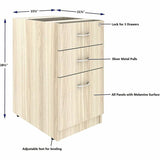 Lorell Essentials 3-Drawer Fixed Pedestal File Cabinet, Modern Elm (LLR66331) Each