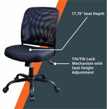 NuSparc Soho Mesh-Back Task Chair, Black, Fabric Seat Material, Mesh Back Material, Metal Frame Material (NPRFCH302MFNBK) Each