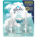 Glade PlugIns Refill, Oil, 550 Sq. ft., 0.6 fl oz, Sky & Sea Salt, 2/Pack, 6/Carton (SJN375770CT) Case of 6