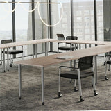 Lorell 60" x 23.6" Modern Elm/Black Flip-Up Training Table (LLR66376) Each