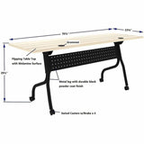 Lorell 72" x 23.6" Modern Elm/Black Flip-Up Training Table (LLR66375) Each