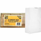 AJM #2 White Paper Grocery Bags, Bleached Kraft, Grocery, Supplies, Recycled, 500/Carton (AJMWB02NP5CES) Case of 500