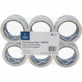 Business Source Crystal Clear Packaging Tape, 55 yd Length x 2" Width x 2.5 mil Thickness, 3" Core, Clear, 6/Pack (BSN64033) Pack of 6