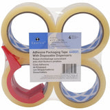 Sparco Heavy-duty Packaging Tape w/Dispenser, 3 mil Thickness, 3" Core, 4/Pack (SPR64031) Pack of 4