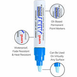 uni PX-30 uni-Paint Broad-Line Markers, Blue Ink, White Metal, Aluminum Barrel, Oil Based, Acrylic Tip, Multipurpose (UBC63733EA) Each