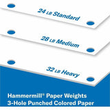 Hammermill Premium 3HP Laser Print Paper, 8½" x 11", 24 lb Basis Weight, White, 3-Hole Punched, 10/Carton (HAM107681CT) Case of 5000