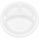 Genuine Joe 3-Compartment Plastic Plates, White, 125/Pack, 4 Packs/Carton (GJO10423) Case of 100