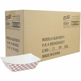 Genuine Joe 4 oz. Paper Food Tray, Red/White, 250/Pack, 4 Packs/Carton (GJO10311) Case of 1000