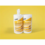 Genuine Joe Broad-Spectrum Disinfectant Wipes, Lemon Scent, 75 Wipes/Tub, 6 Tubs/Carton (GJO45500) Case of 6