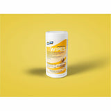 Genuine Joe Broad-Spectrum Disinfectant Wipes, Lemon Scent, 75 Wipes/Tub, 6 Tubs/Carton (GJO45500) Case of 6