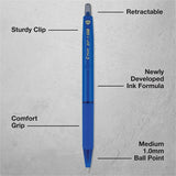 Pilot BP-1 RT Ballpoint Pens, Blue Ink, 1.0 mm Pen Point, Retractable, Oil Based, Stainless Steel Tip (PIL21637) 1 Dozen