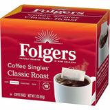 Folgers Folgers Bag, Instant, Packet Singles Medium-Roast Coffee Bags, Classic Roast, Kosher, 19/Box (FOL81121) Box of 19