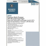 Business Source Recycled Copy Paper, 92 Brightness, Letter, 8 1/2" x 11", 20 lb Basis Weight, White, 500 Sheets/Ream, 10 Reams/Carton (BSN20030) Case of 5000