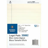 Business Source Micro-Perforated Legal Ruled Pads, 1 Subject, Stapled/Tapebound, Wide Ruled, 12/Dozen (BSN35882) Dozen
