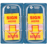Business Source Sign Here Arrow Page Flags, 1" x 1 3/4", Yellow, 500/Pack (BSN99007) Pack of 5