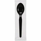 Genuine Joe Individually Wrapped Disposable Polystyrene Spoon, Black, 1000/Carton (GJO30429) Case of 100