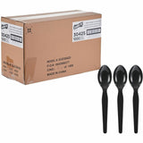 Genuine Joe Disposable Polystyrene Spoon, Black, 1000/Carton (GJO30425) Case of 100