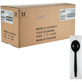 Genuine Joe Individually Warapped Heavy-Weight Polypropylene Soup Spoon, Black, 1000/Carton (GJO30414) Case of 100