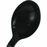 Genuine Joe Individually Warapped Heavy-Weight Polypropylene Soup Spoon, Black, 1000/Carton (GJO30414) Case of 100