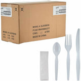 Genuine Joe 4-Piece Heavyweight Utensil Kit, White, 250 Kits/Carton (GJO58930) Case of 250