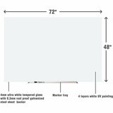 Lorell Magnetic Glass Board, 72" (6 ft) Width x 48" (4 ft) Height, White Glass Surface (LLR55666) Each