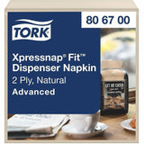 TORK Xpressnap Fit Dispenser Napkins, 2 Ply, Multifold, 6.50" x 8.40", Natural, 720 Napkins/Pack, 6/Carton (TRK806700) Case of 6