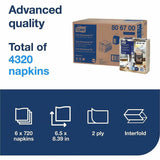 TORK Xpressnap Fit Dispenser Napkins, 2 Ply, Multifold, 6.50" x 8.40", Natural, 720 Napkins/Pack, 6/Carton (TRK806700) Case of 6