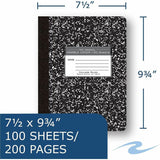 Roaring Spring 100-sheet College Ruled Comp. Book, 15 lb Basis Weight, 9 3/4" x 7 1/2", 9.8" x 7.5", Red Margin (ROA77264CT) Case of 24