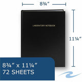 Roaring Spring Lab Research Notebook, 24 lb Basis Weight, 11 1/4" x 8¾", White Paper, Black Laminated Cover, 72 Sheets, 144 Pages (ROA77160CT) Case of 12