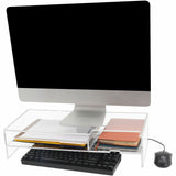 Kantek 2-Tier Acrylic Monitor Stand, 4.30" x 9.40" x 20.70", Clear, Desktop, Heavy Duty, Shelf (KTKAMS340) Each