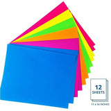 Royal Brites 2-Sided Project Paper Neon Assortment, 11" x 14", Assorted Neon, Matte Texture, 12/Carton (GEO25401) Case of 12
