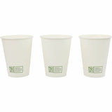 Genuine Joe BPI Certified Compostable Paper Cups, 10 fl oz, Leak Proof Closure, White, 1000/Carton (GJO02047) Case of 1000