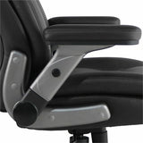 Lorell Big & Tall Flip Arm Chair, Black, Mesh, Vinyl Back Material, Plastic Frame Material, Armrest (LLR40222) Each