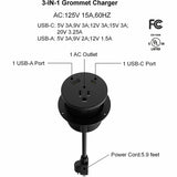 Lorell Power Grommet Insert, Black, 120 V AC/12 A Desktop (LLR34003) Each