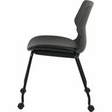 Lorell Deft 4-Leg Chair, Black, Polyurethane Seat Material, Molded Plastic Back Material, Metal Frame Material (LLR62602) Each