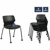 Lorell Deft 4-Leg Chair, Black, Polyurethane Seat Material, Molded Plastic Back Material, Metal Frame Material (LLR62602) Each