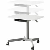 Lorell Height-Adjustable Mobile Desks with Box, 66 lb Capacity, 42.10" x 29.50" x 21.60", White, Steel (LLR84855) Each