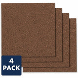 Quartet Cork Panels, 12" x 0.38" x 12", Brown, 4/Pack (QRT101) Pack of 4