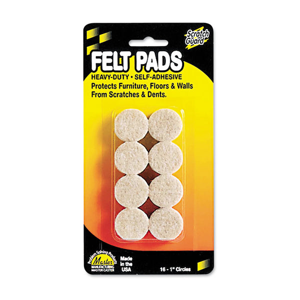 Master Caster® Scratch Guard Felt Pads, 1" dia, Circular, Beige, 16/Pack (MAS88496) Pack of 16
