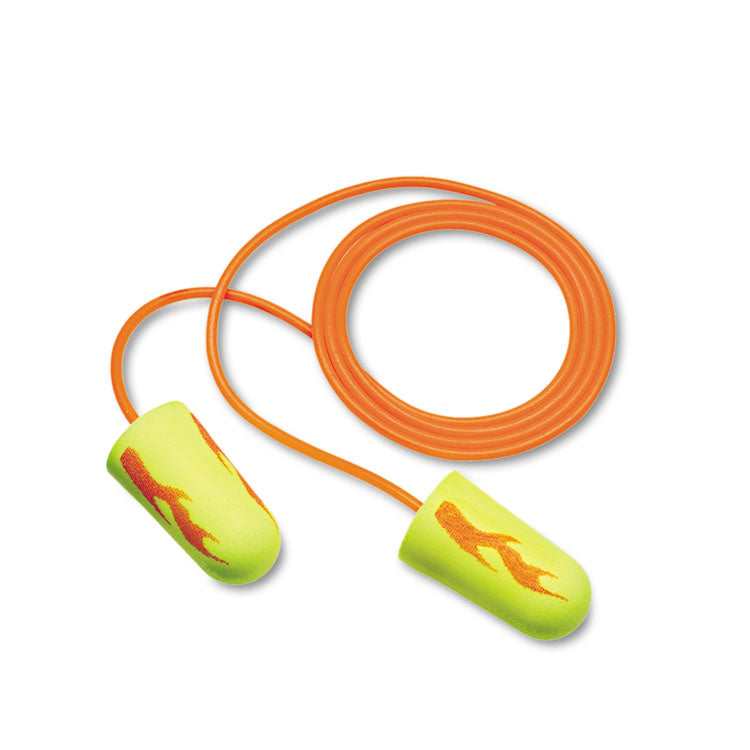 3M™ E-A-Rsoft Blasts Earplugs, Corded, Foam, Yellow Neon, 200 Pairs/Box (MMM3111252) Box of 200