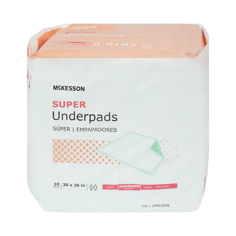 McKesson Super Disposable Underpad 30 X 36 Inch Fluff / Polymer Moderate Absorbency (724050_CS) 100/CS