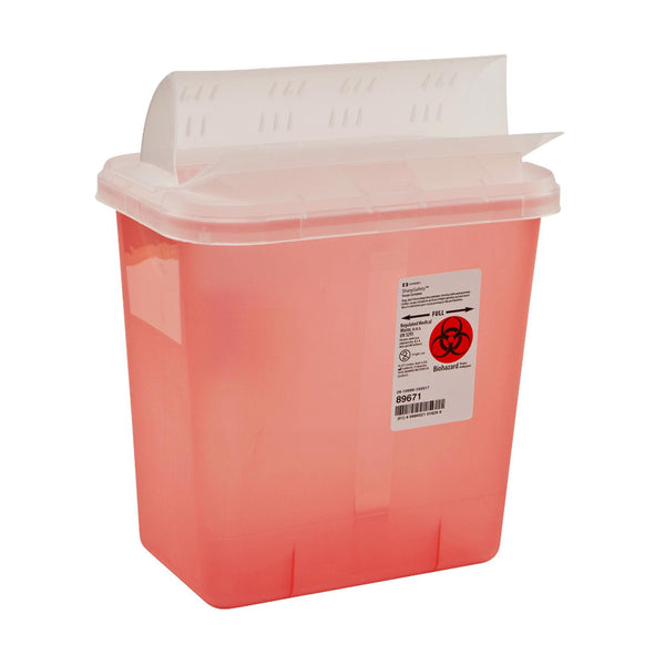 SharpSafety™ Sharps Container Translucent Red Base 12-3/4 H X 7-1/4 D X 10-1/2 W Inch Horizontal Entry 2 Gallon (179685_CS) 20/CS