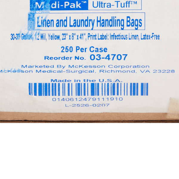 McKesson Infectious Linen Bag Infectious Linen 30 to 33 gal. Yellow 8 X 23 X 41 Inch (140120_CS) 250/CS