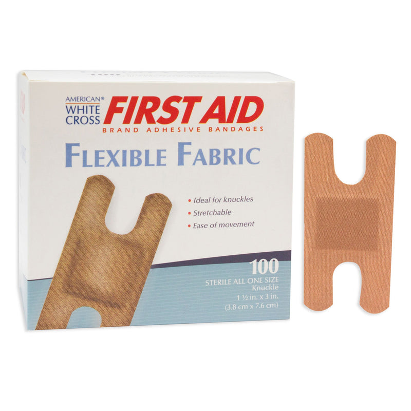 Earth Knuckles American® White Cross Adhesive Strip 1-1/2 X 3 Inch Fabric Knuckle Tan ...